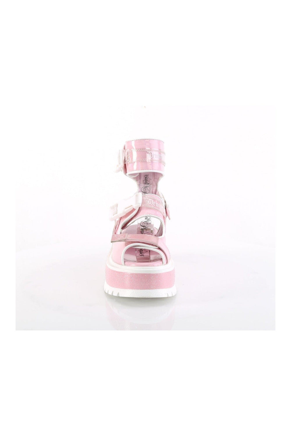 SLACKER-15B Pink Hologram Patent Sandal-Sandals-Demonia-SEXYSHOES.COM