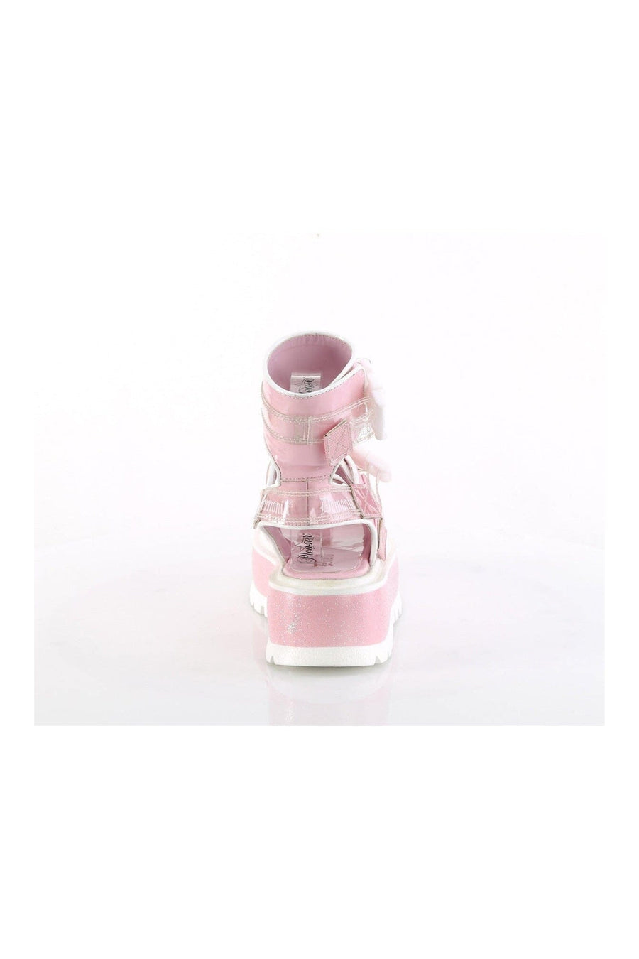 Demonia SLACKER-15B Pink Hologram Patent Sandal in Pink Hologram Patent