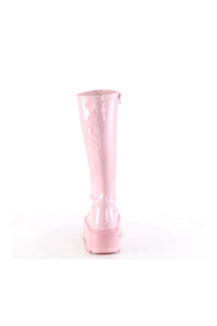 Demonia SLACKER-200 Pink Hologram Patent Knee Boot in Pink Hologram Patent