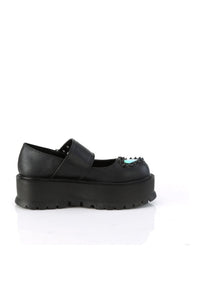 Demonia SLACKER-25 Black Vegan Leather Mary Janes in Black Vegan Leather