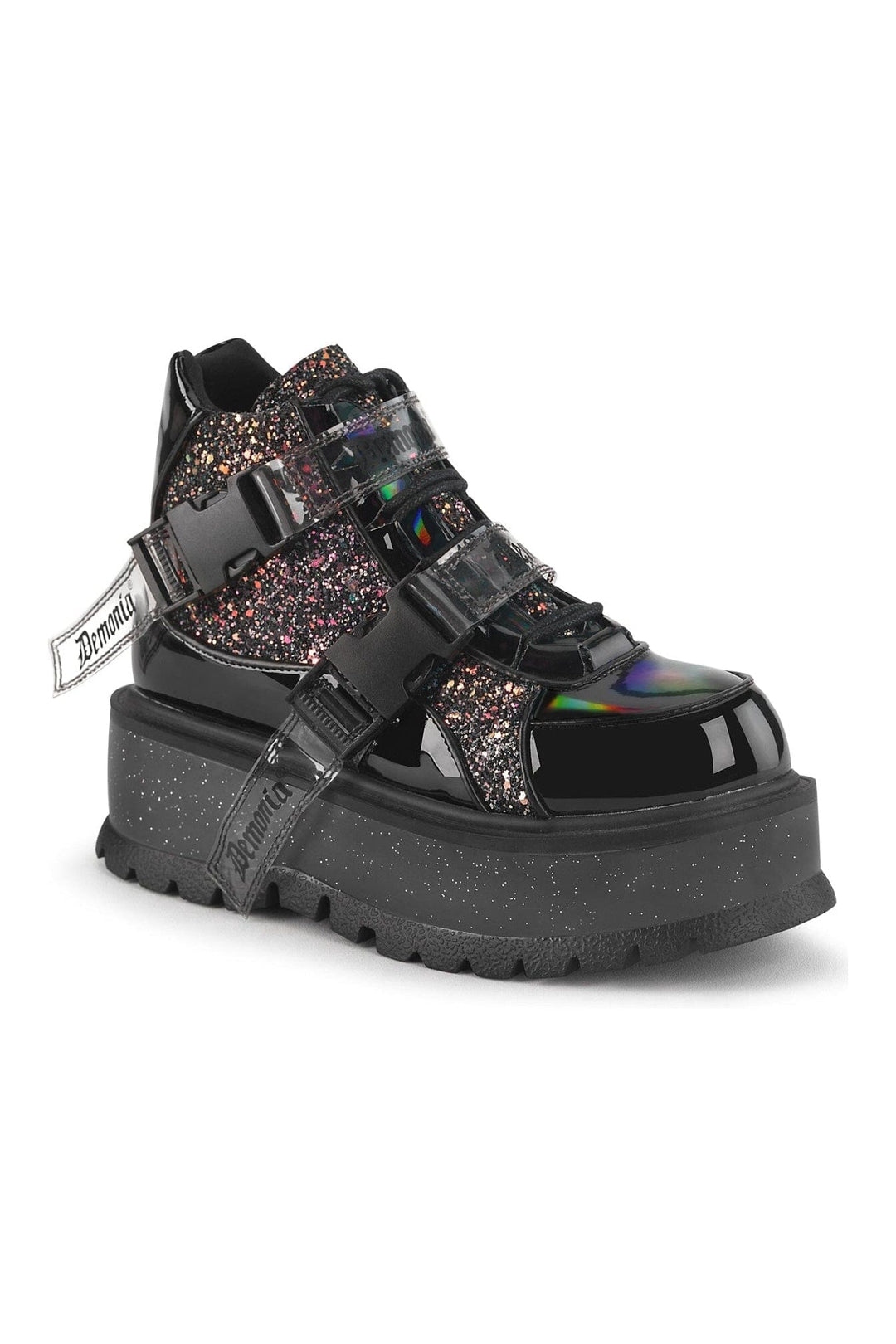 SLACKER-50 Black Glitter Ankle Boot-Ankle Boots-Demonia-Black-10-Glitter-SEXYSHOES.COM