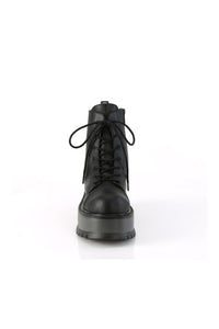 Demonia SLACKER-55 Black Vegan Leather Ankle Boot in Black Vegan Leather