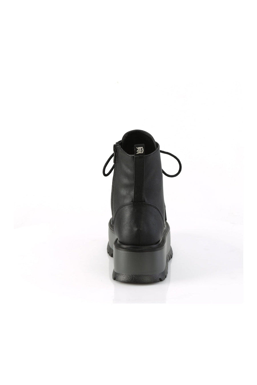 Demonia SLACKER-55 Black Vegan Leather Ankle Boot in Black Vegan Leather