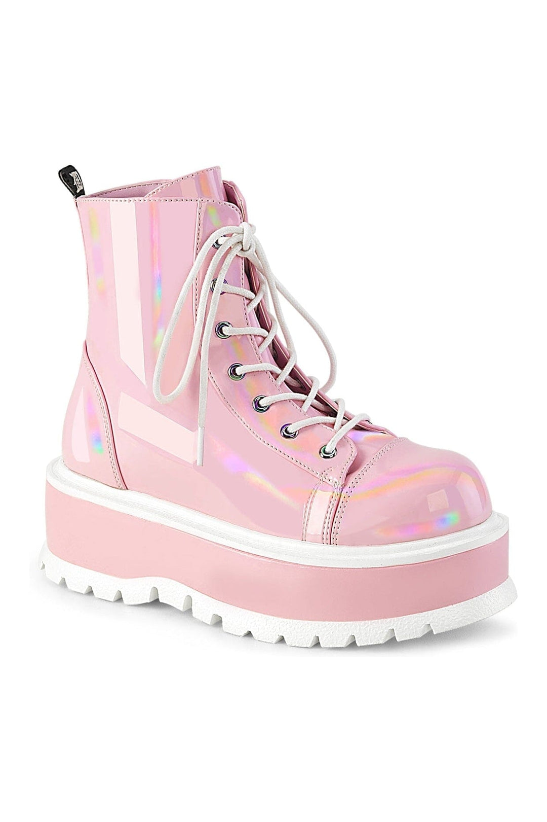 SLACKER-55 Pink Hologram Patent Ankle Boot-Ankle Boots-Demonia-Pink-10-Hologram Patent-SEXYSHOES.COM