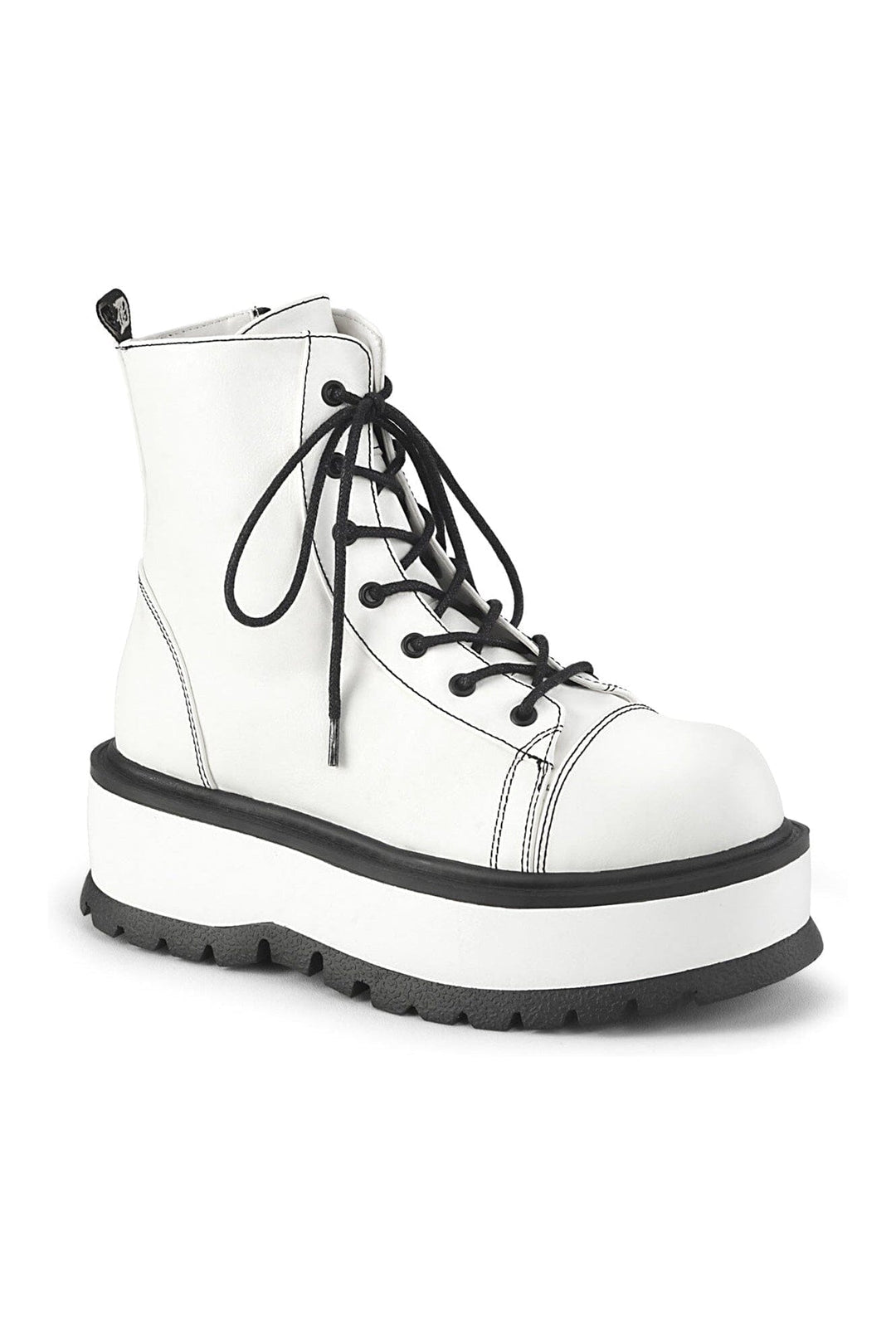 SLACKER-55 White Vegan Leather Ankle Boot-Ankle Boots-Demonia-White-10-Vegan Leather-SEXYSHOES.COM