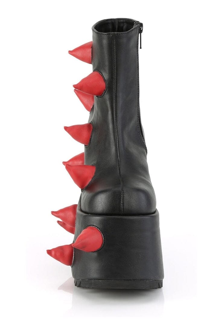 Demonia SLAY-77 Black Vegan Leather Ankle Boot in Black Vegan Leather