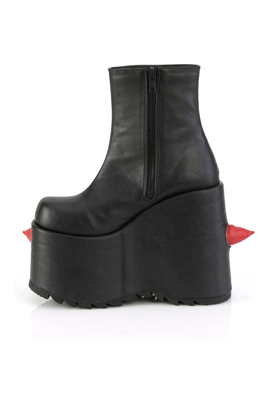 Demonia SLAY-77 Black Vegan Leather Ankle Boot in Black Vegan Leather
