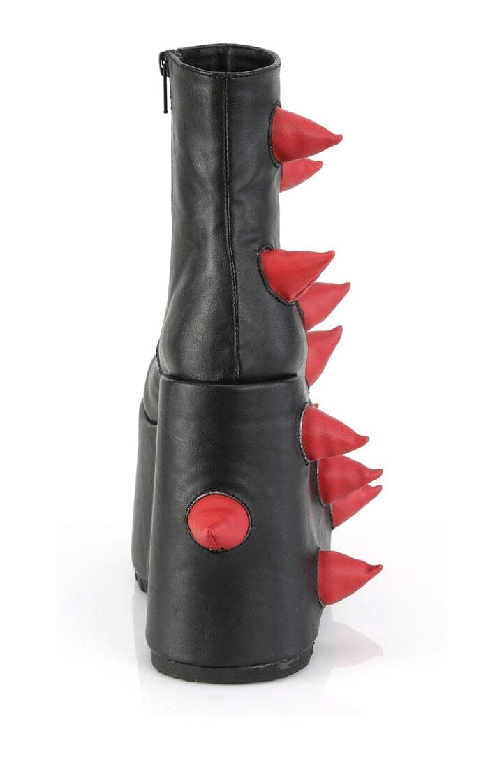 Demonia SLAY-77 Black Vegan Leather Ankle Boot in Black Vegan Leather