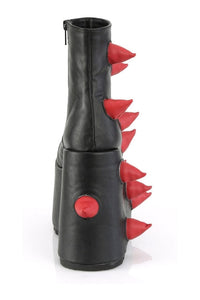 Demonia SLAY-77 Black Vegan Leather Ankle Boot in Black Vegan Leather