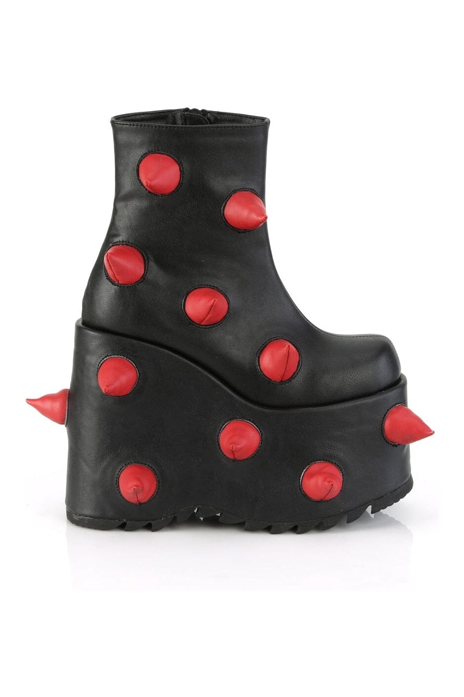 Demonia SLAY-77 Black Vegan Leather Ankle Boot in Black Vegan Leather