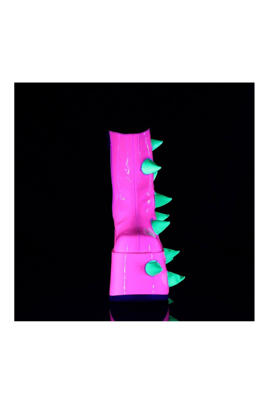 Demonia SLAY-77 Pink Hologram Patent Ankle Boot in Pink Hologram Patent