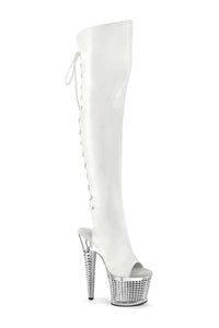 Pleaser SPECTATOR-3019 Thigh Boot in White Faux Leather from SexyShoes.com