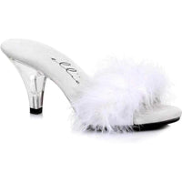 Ellie Brand SS 305 SASHA Marabou in White Satin from SexyShoes.com