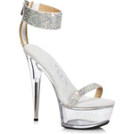 SS-609-ANIKA Stripper Sandal | Silver Faux Leather