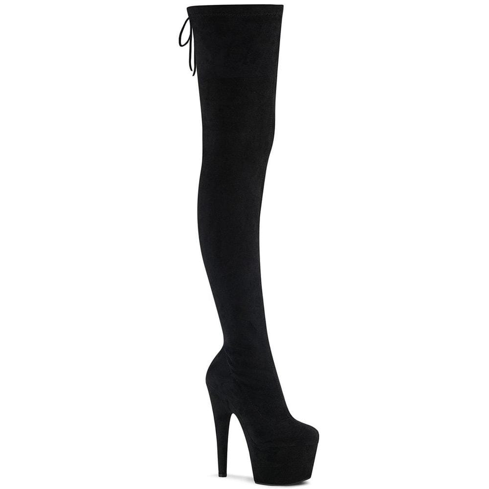 SS-ADORE-3008 Thigh Boot | Black Faux Suede-Footwear-Pleaser Brand-Black-8-Faux Suede-SEXYSHOES.COM