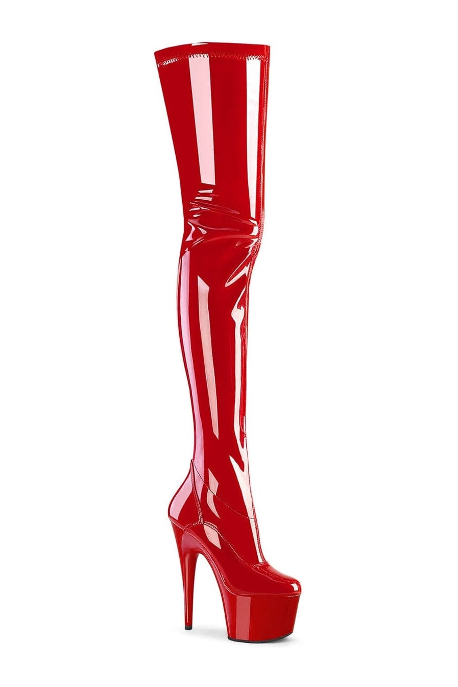 Pleaser ADORE-4000 Red Patent Thigh Boot in Red Patent from SexyShoes.com