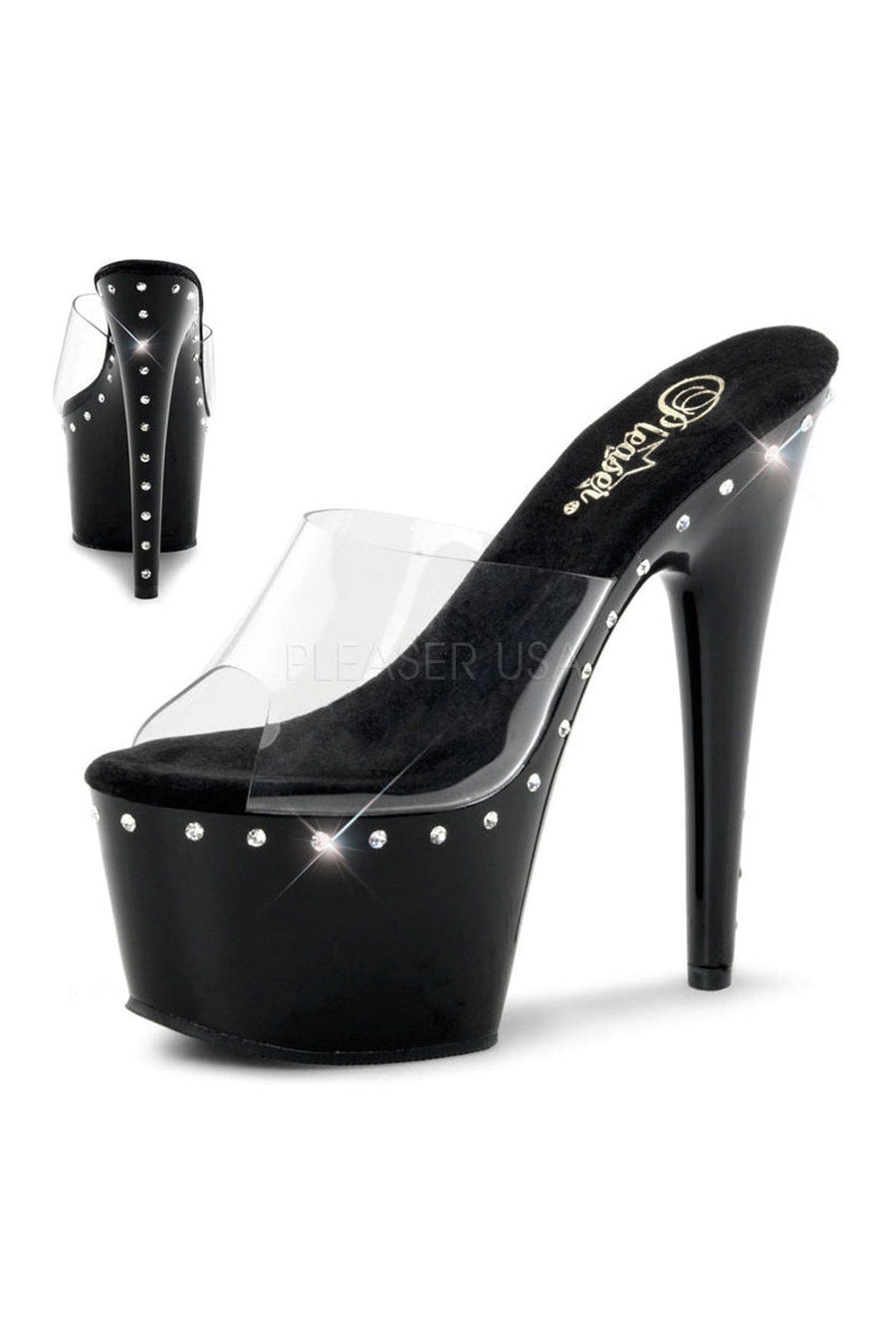 Pleaser Brand SS ADORE 701LS Platform Slide in Black Vinyl from SexyShoes.com