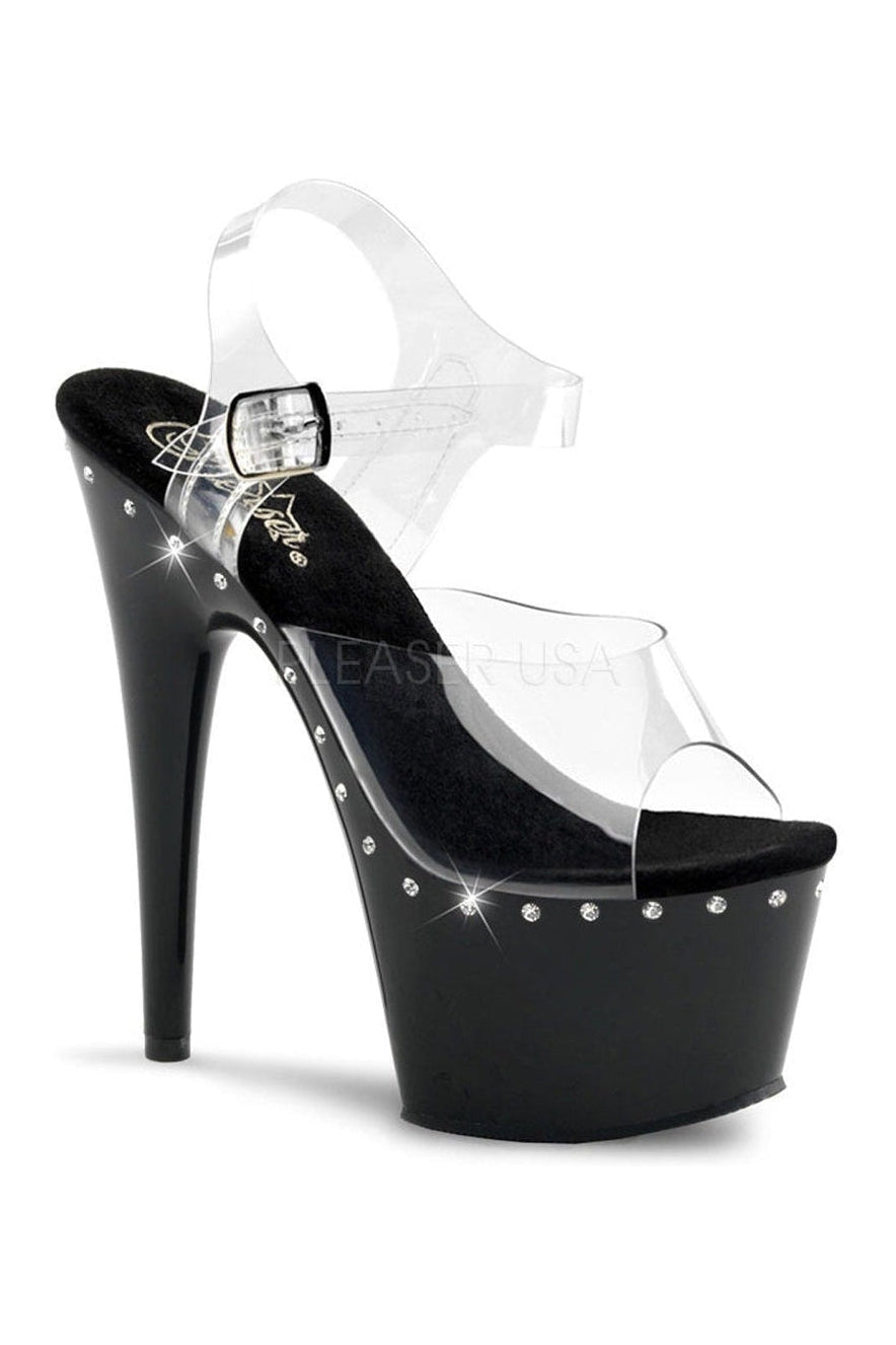 Pleaser ADORE-708LS Platform Sandal in Black Vinyl from SexyShoes.com