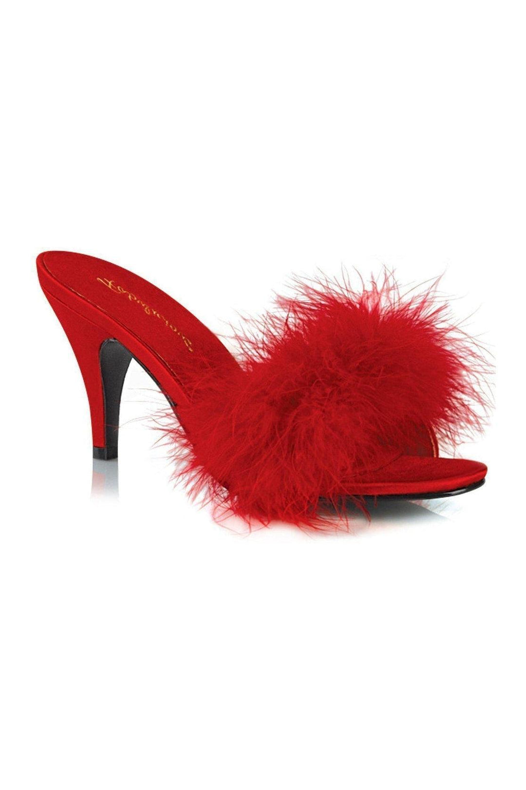 Pleaser Brand SS AMOUR 03 Slide in Red Genuine Satin from SexyShoes.com