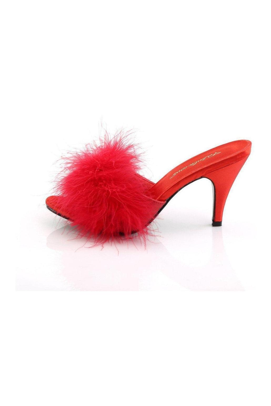 Fabulicious AMOUR-03 Slide in Red Genuine Satin