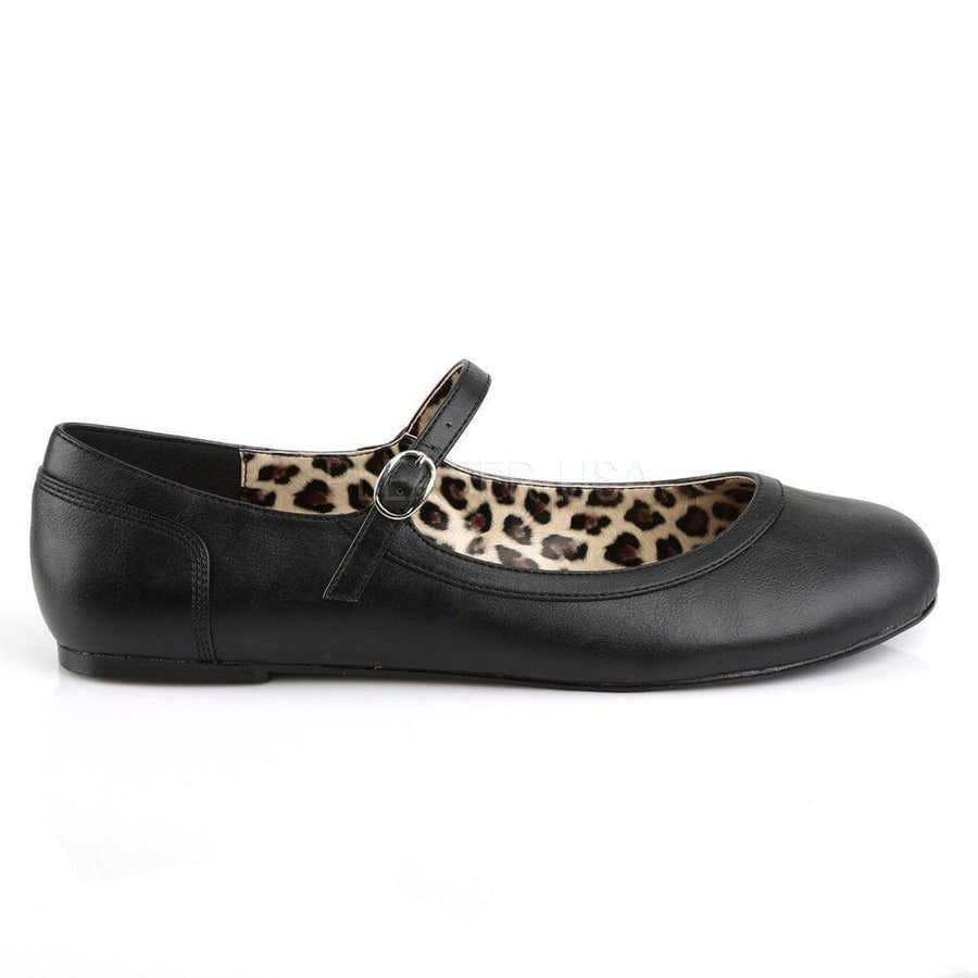 Pleaser Brand SS ANNA 02 Flat in Black Faux Leather