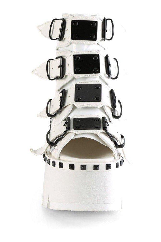 Demonia ASHES-70 Ankle Boot in White Faux Leather