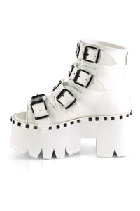 Demonia ASHES-70 Ankle Boot in White Faux Leather