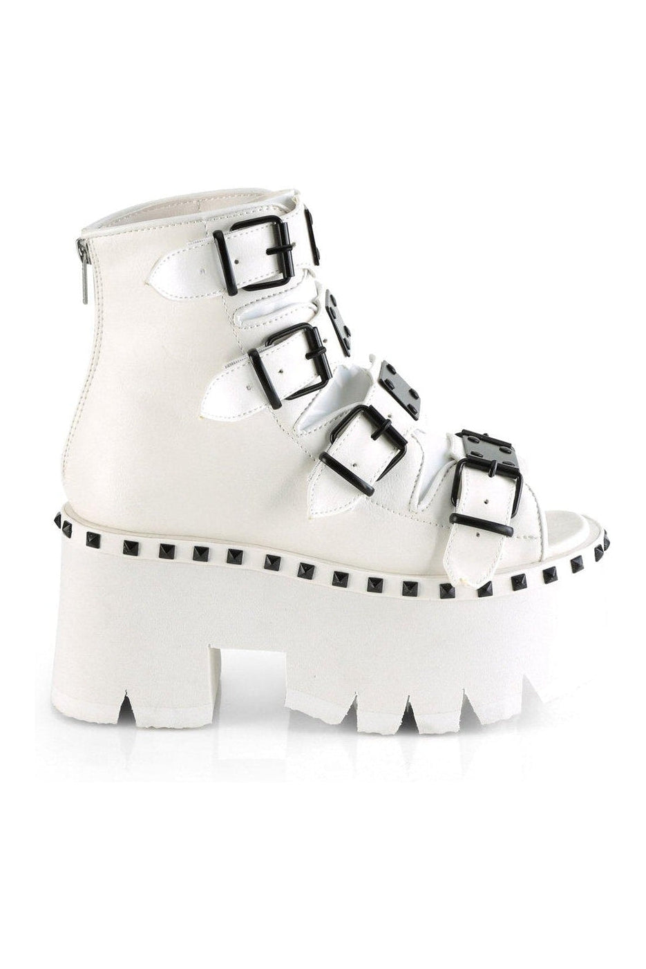 Demonia ASHES-70 Ankle Boot in White Faux Leather