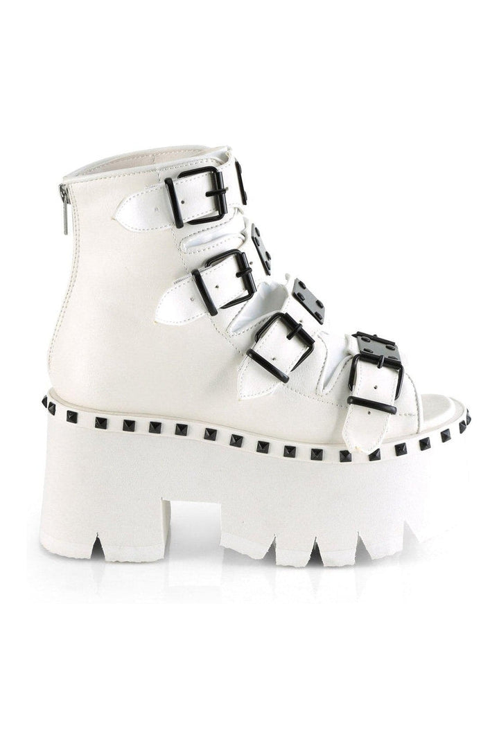 ASHES-70 Ankle Boot | White Faux Leather-Ankle Boots-Demonia-SEXYSHOES.COM