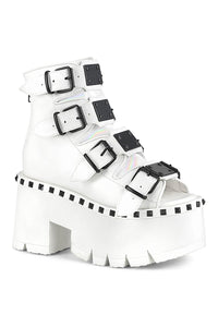 Pleaser Brand SS ASHES 70 Ankle Boot in White Faux Leather from SexyShoes.com