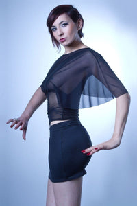 Patrice Brand SS Aloha Edgy Skirt in Black Lycra from SexyShoes.com