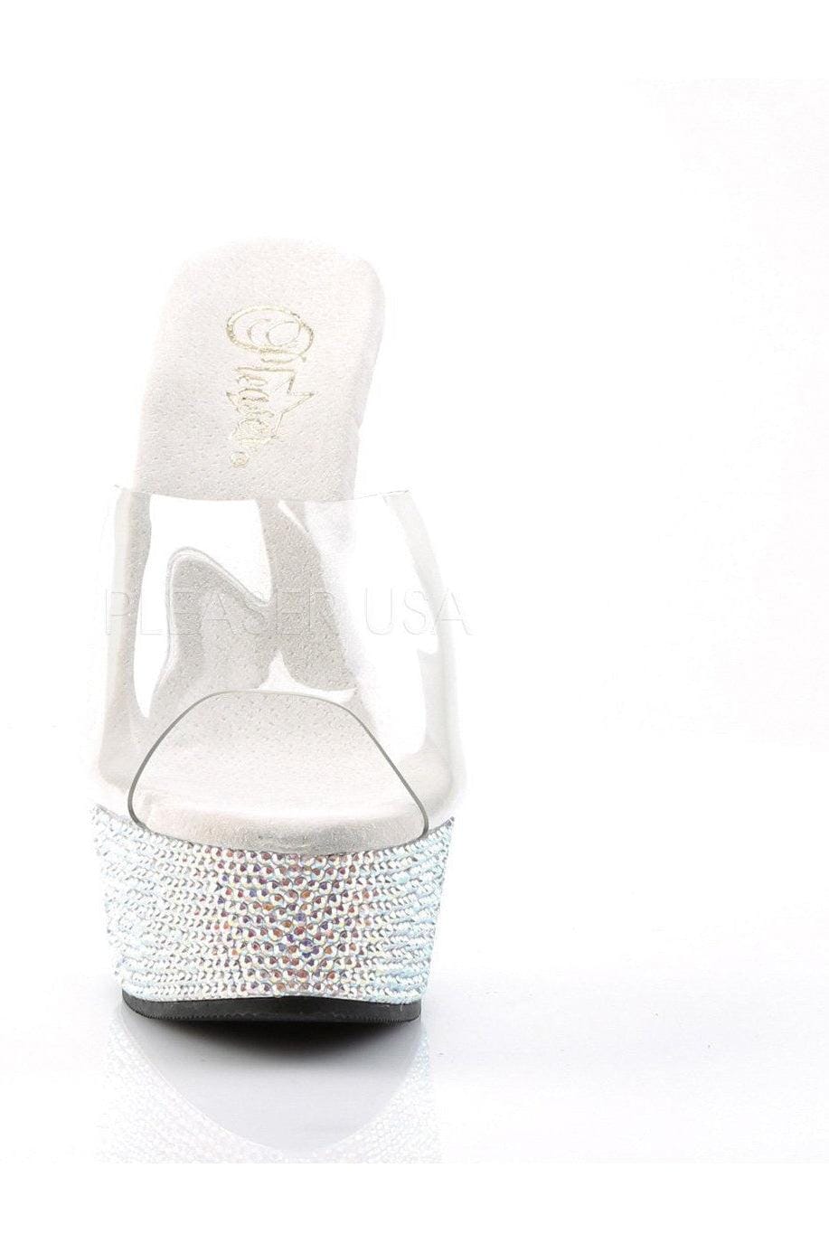 BEJEWELED-601DM Platform Slide | Clear Vinyl-Pleaser-Slides-SEXYSHOES.COM