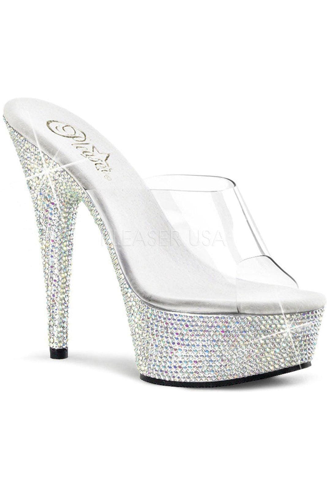 BEJEWELED-601DM Platform Slide | Clear Vinyl-Pleaser-Clear-Slides-SEXYSHOES.COM
