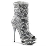 SS-BLONDIE-R-1008 Platform Boot  | Silver Sequins