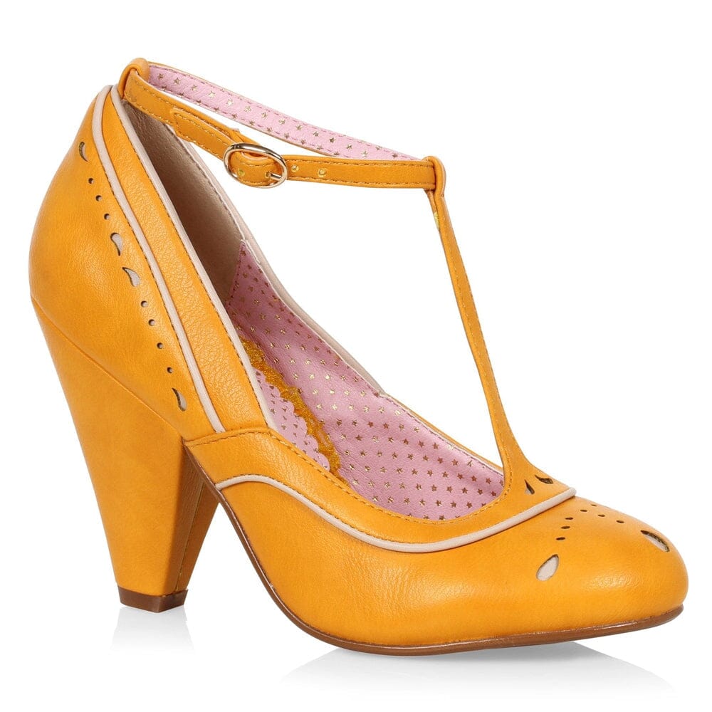 SS-Bettie Page Annie Pump | Yellow Faux Leather-Footwear-Ellie Brand-Yellow-7-Faux Leather-SEXYSHOES.COM