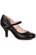 SS-Bettie Page Bettie Vintage Pump  | Black Faux Leather