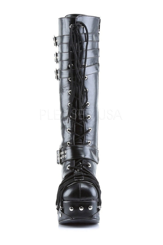 Demonia CHARADE-206 Knee Boot in Black Faux Leather