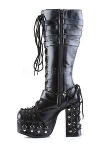 Demonia CHARADE-206 Knee Boot in Black Faux Leather