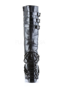 Demonia CHARADE-206 Knee Boot in Black Faux Leather