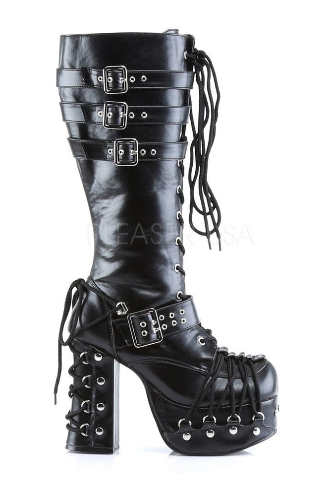 Demonia CHARADE-206 Knee Boot in Black Faux Leather