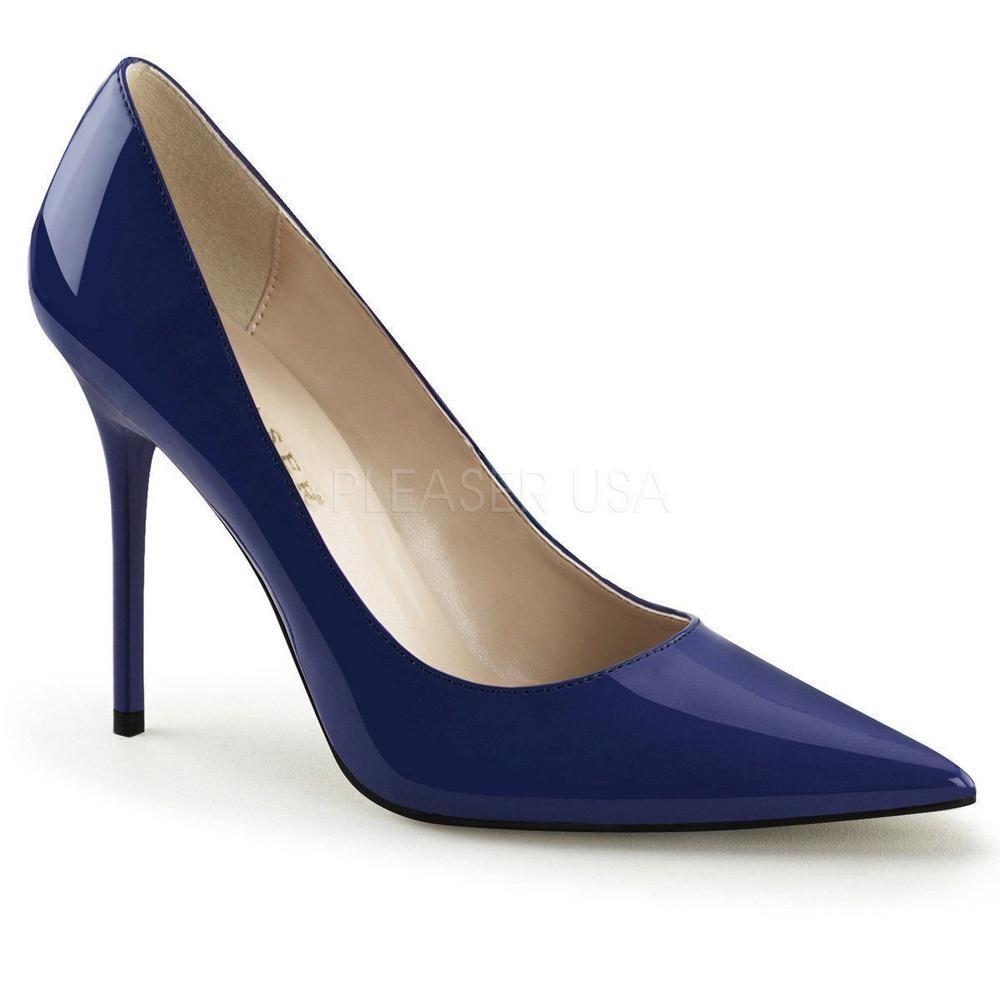 SS-CLASSIQUE-20 Pump | Blue Patent-Footwear-Pleaser Brand-Blue-13-Patent-SEXYSHOES.COM