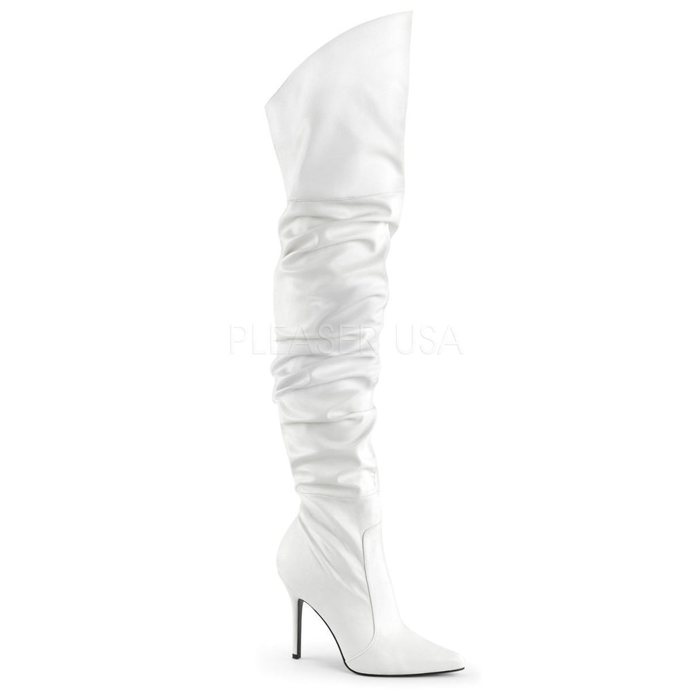 SS-CLASSIQUE-3011 Thigh Boot | White Faux Leather-Footwear-Pleaser Brand-White-14-Faux Leather-SEXYSHOES.COM
