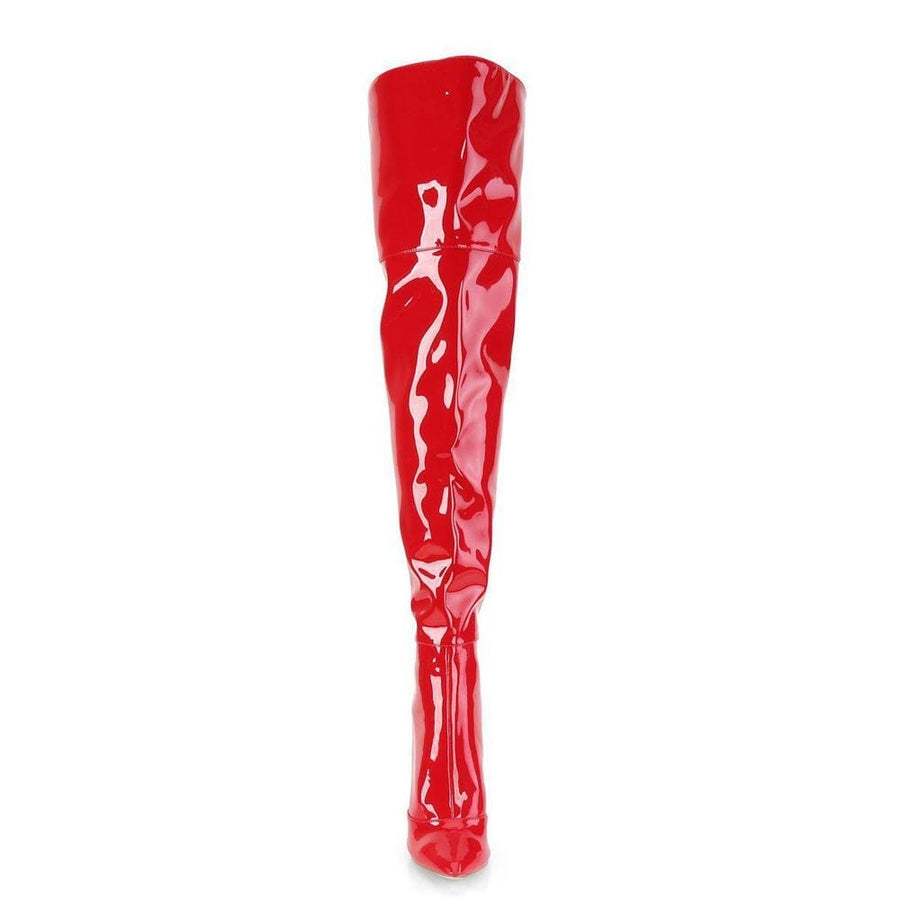 Pleaser Brand SS COURTLY 3012 Thigh Boot in Red Patent