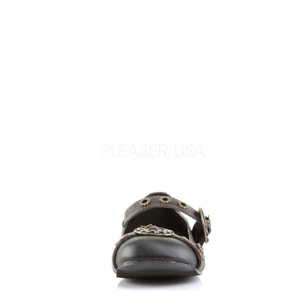 SS-DAISY-09 Flat | Black Faux Leather-Footwear-Pleaser Brand-Black-7-Faux Leather-SEXYSHOES.COM