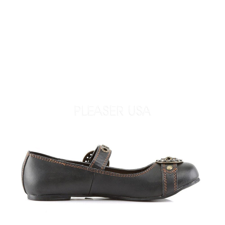 SS-DAISY-09 Flat | Black Faux Leather-Footwear-Pleaser Brand-Black-7-Faux Leather-SEXYSHOES.COM