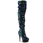 SS-DELIGHT-3004 Exotic Thigh Boot | Green Sequins