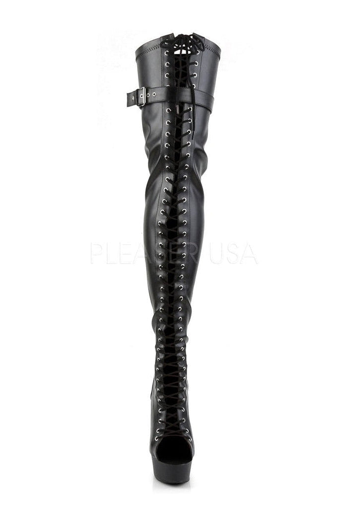 Pleaser DELIGHT-3025 Platform Boot in Black Faux Leather