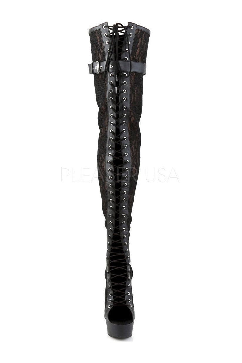 Pleaser DELIGHT-3025ML Platform Boot in Black Mesh
