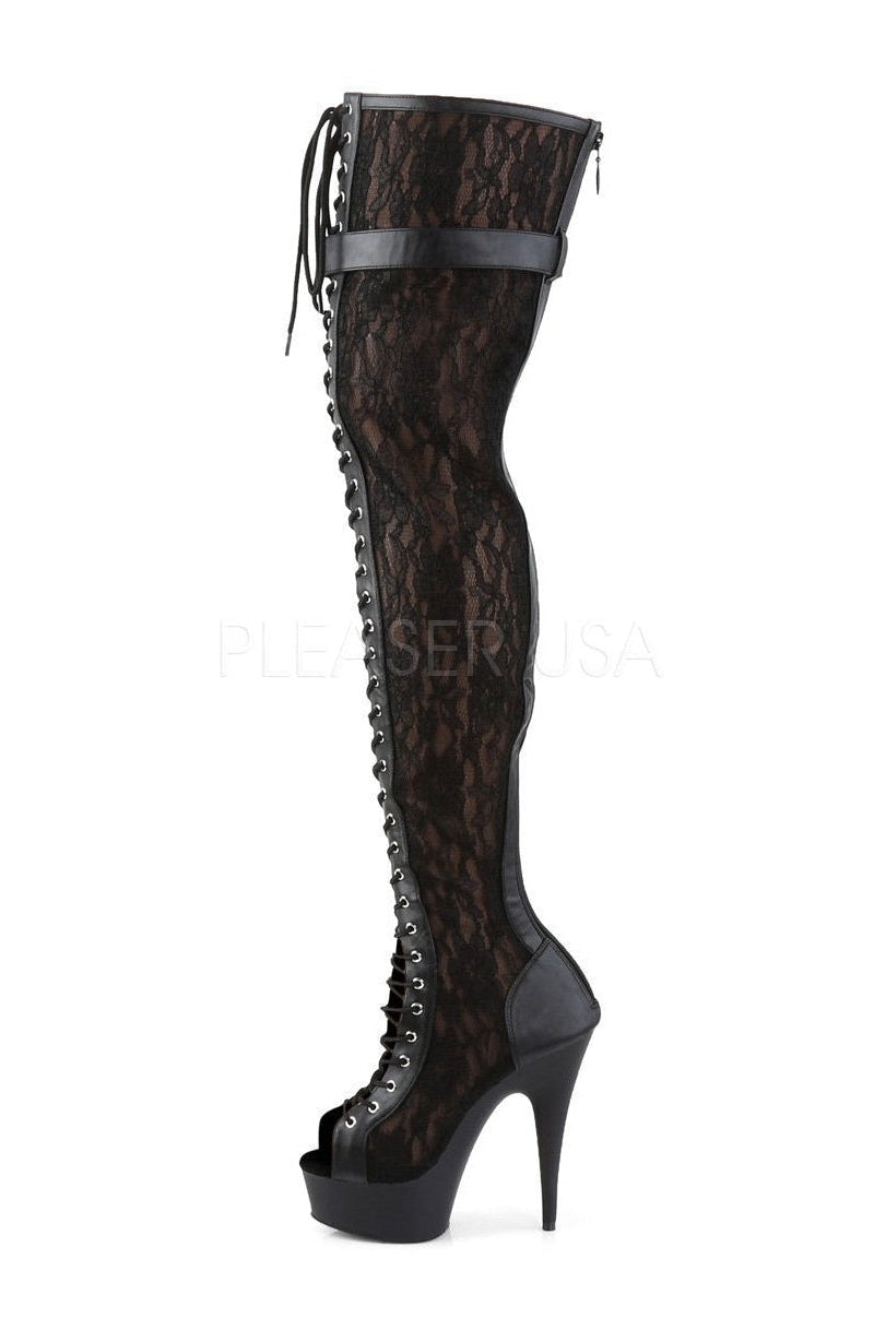 Pleaser DELIGHT-3025ML Platform Boot in Black Mesh