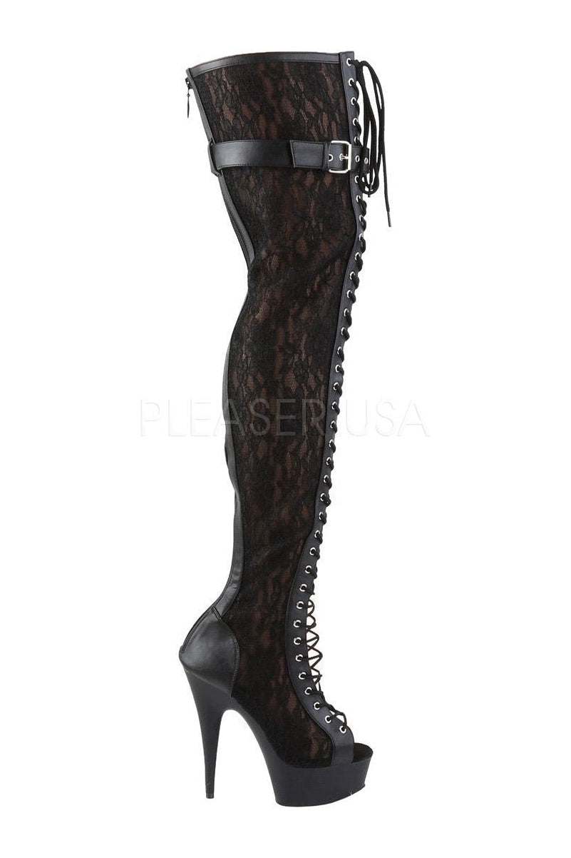Pleaser DELIGHT-3025ML Platform Boot in Black Mesh